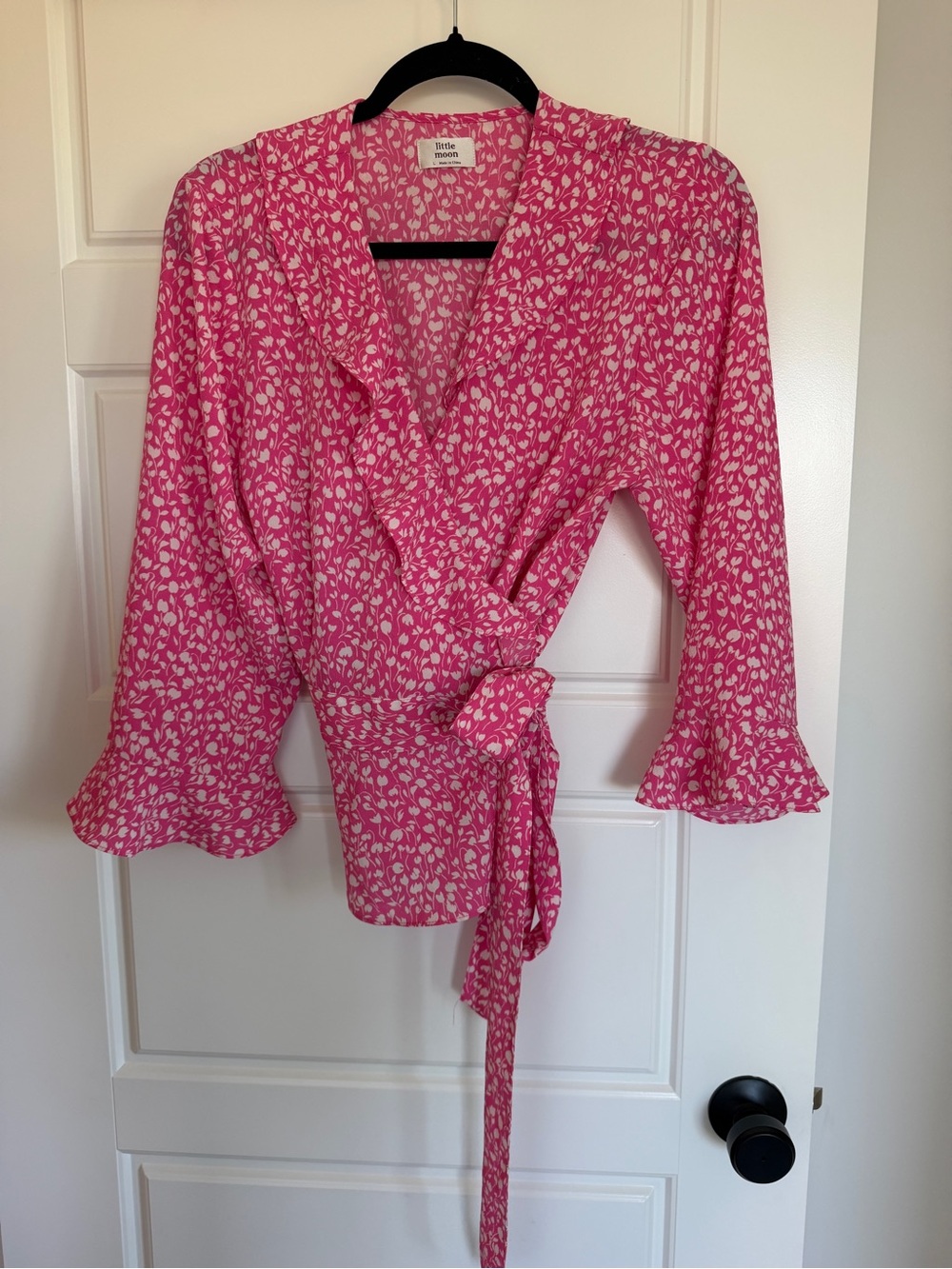 little moon Julep Printed Wrap Blouse - Pink